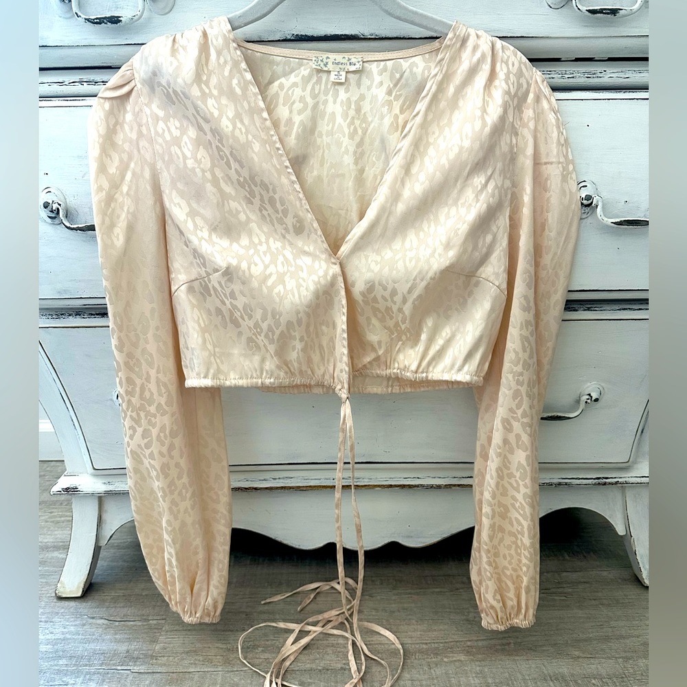 Silk Pink Leopard Print wrap crop top!